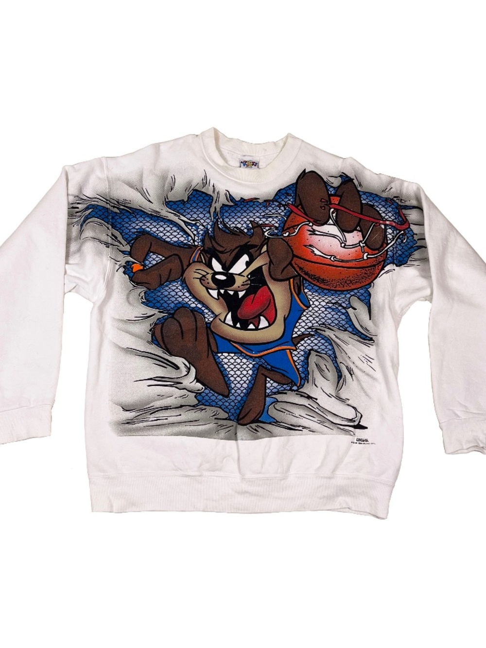 Vintage 90s Taz Looney Tunes Crewneck Sweatshirt Basketball AOP Freeze
